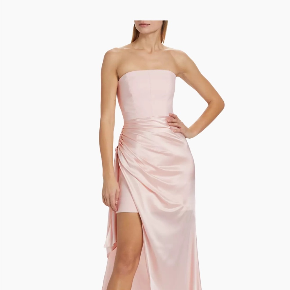 Cinq a Sept Pink Asymmetrical Ruched Gown